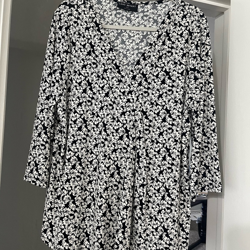 Lane Bryant Monochrome Floral Top